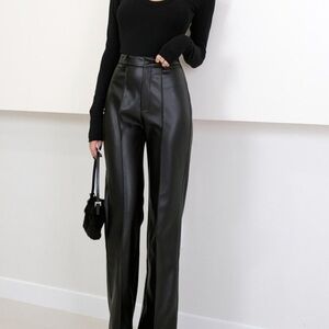 CommenseHigh Waist Faux Leather Pants